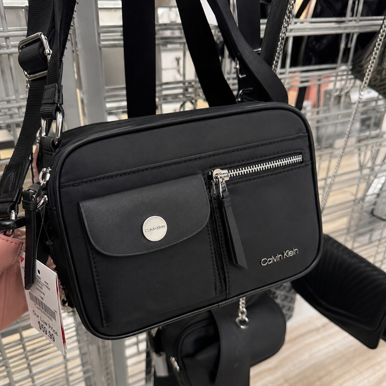 Bolsa Transversal Calvin Klein Feminina Preta Original | Crossbody com Bolsos Frontais